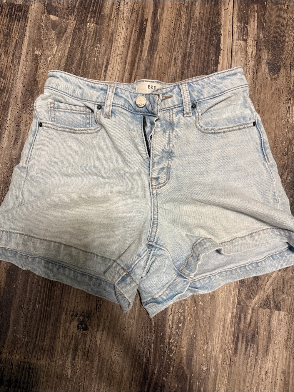 BKE Light Blue Denim High-Rise Shorts